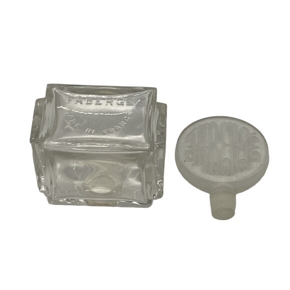 Faberge 4" Perfume Cologne Bottle France Art Glass Crystal Etched Disc Stopper - Picture 10 of 14